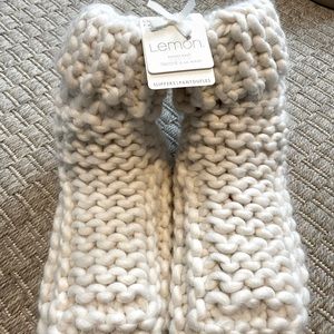 Lemon Slippers hand knit S/M ivory